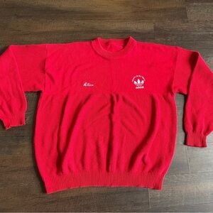 adidas Red Crewneck Sweater with Trefoil Logo